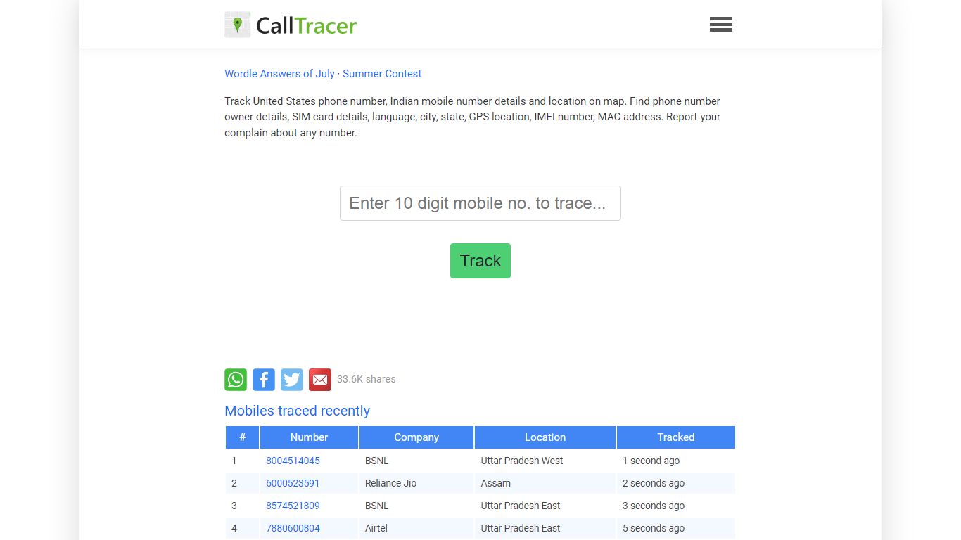 Trace mobile number details with name address location